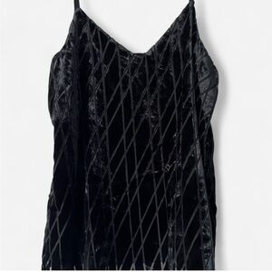 Ann Taylor Black Velvet Diamond-Pattern Holiday Party Tank Size M Y2K Whimsygoth